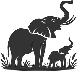 Large animal elephant vector silhouette