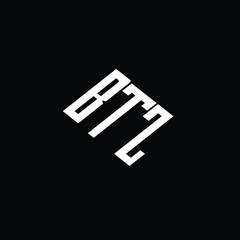 BTZ letter logo design on black background.