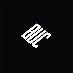BUC letter logo design on black background.
