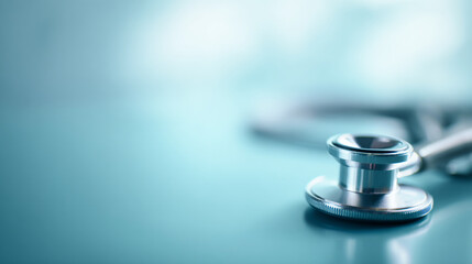 Medical Stethoscope on Blue Background Healthcare Concept