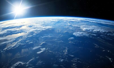 Fototapeta premium An extraordinary sight of the planet with its atmosphere visible in the background.