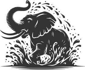Large animal elephant vector silhouette