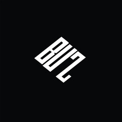 BUZ letter logo design on black background.