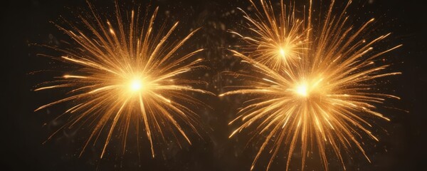 Naklejka premium Golden firework burst, vibrant yellow hues, fiery embers , festive, explosion