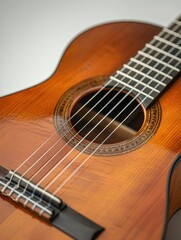 Fototapeta premium aesthetic background wallpaper with modern vintage acoustic guitar music instrument Generate AI