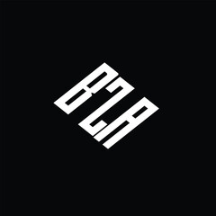 BZA letter logo design on black background.