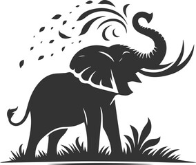 Large animal elephant vector silhouette