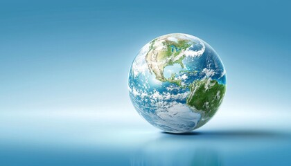 Naklejka premium 3D Model of Earth on Vibrant Blue Background 