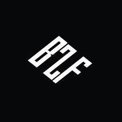 BZF letter logo design on black background.