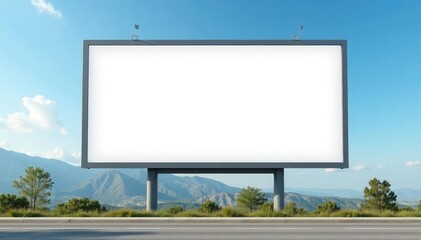 Fototapeta premium Clean, blank billboard mockup with bright white background, ideal for design presentations and advertising mockups , mockup, city