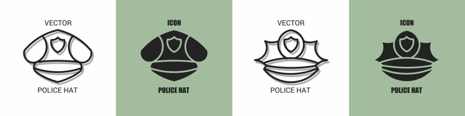 Police hat icon line. Police hat vector illustration.