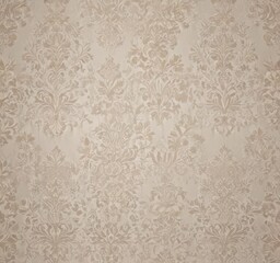 Elegant damask wallpaper, intricate lace-like pattern in subtle neutrals , cream, ornate, pattern