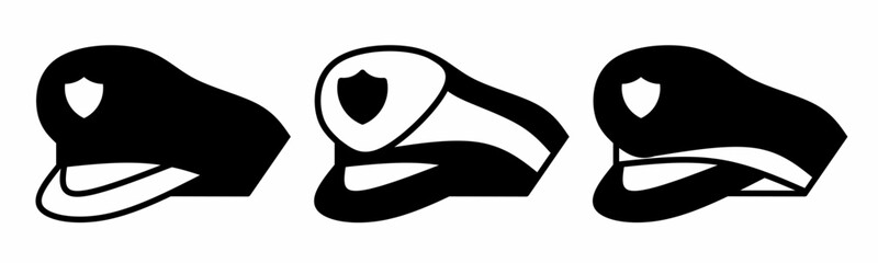 Police hat icon on white background. Vector logo police hat illustration.