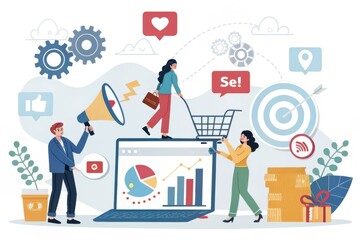 Digital Marketing and Social Media Ads — Online Advertising Strategies, Brand Promotion, and Content Marketing Concept

