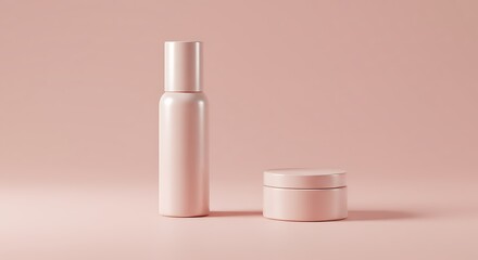 Elegant cosmetic containers on pink background beauty and skincare product