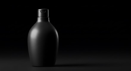 Dark product bottle mockup on black background for beauty and cosmetic use