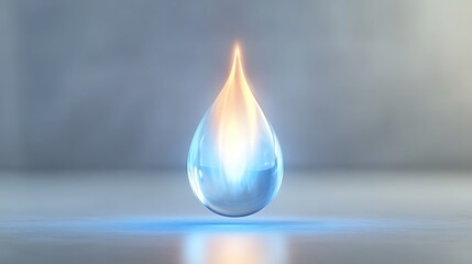Fototapeta premium A luminous water droplet with internal light and soft reflections
