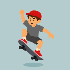 Obraz premium illustration of a boy using a skateboard