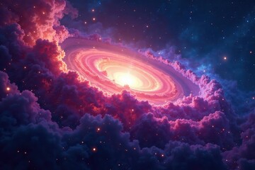 Stunning nebula swirling with vibrant cosmic dust and gas, creating a breathtaking galaxy background , imagination, galaxy, light