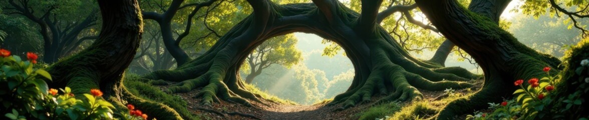 Twisted ancient boughs forming a natural archway, boughs, tree