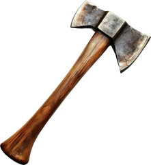 Vintage Double-Bit Axe Head with Wooden Handle