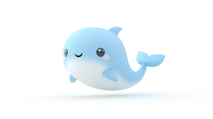 Adorable Cartoon Blue Whale Illustration with Cute and Happy Expression. Cute and cheerful illustration of a blue whale in a playful animated style, perfect for children's themes.