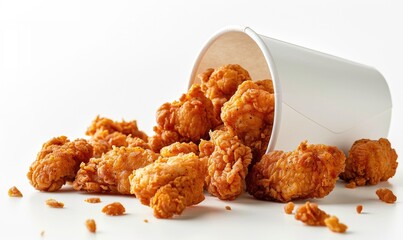 crispy and delicious fried chicken food poster wallpaper and plain background Generate AI