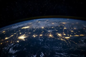 Obraz premium Earth at night, lights of cities