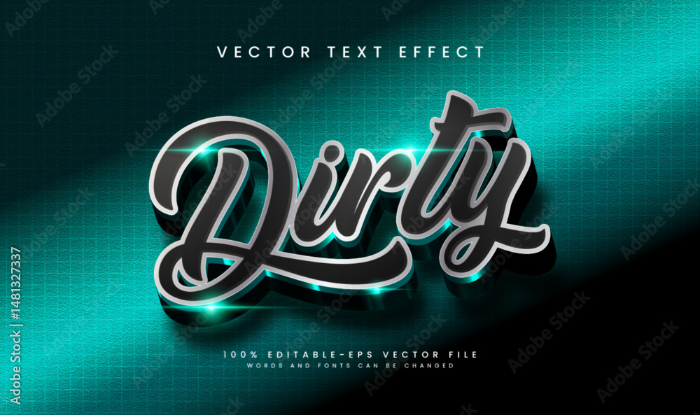 Fototapete 3d black green dirty editable vector text effect. elegant theme text.