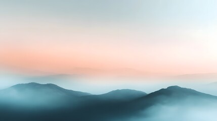 Obraz premium Aerial view of mountain range landscape with fog and pastel sky scenic nature photography travel destination