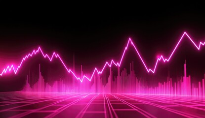 Fluctuating pink stock market graph