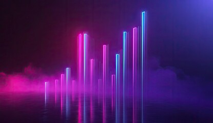 Neon Columns in Smoky Night