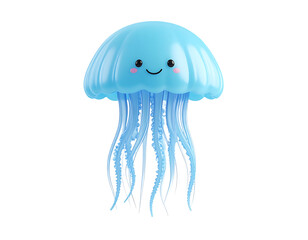 Cute Light Blue Jellyfish 3D Render