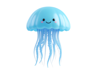 Cute Light Blue Jellyfish 3D Render