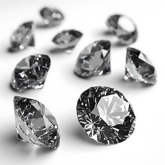 Sparkling diamonds scattered on white