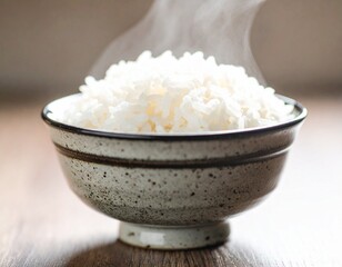 シズル感のある炊き立てご飯が茶碗に盛られている
