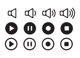 Media player icon set. Play, pause, stop, record, forward, rewind, previous, next, eject, repeat icon.vector illustration eps 10.