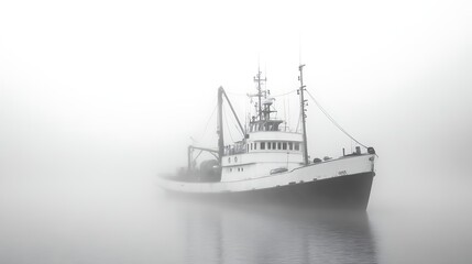 Fototapeta premium Misty Harbor Tugboat (1)