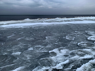 ice and snow on the shore of the winter Baltic Sea