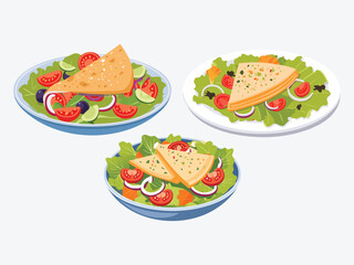 vector illustration of a lebanese food Fattoush (Crisp Salad with Fried Pita, Sumac, and Vegetables)