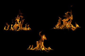 Black background fire, flames with torches and textures with splitting power effect, can grill red,...