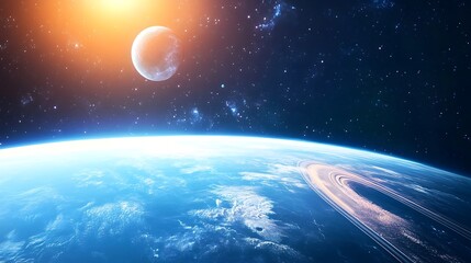 Obraz premium Celestial view of earth and moon in space.