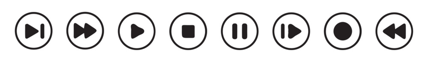 edia player button icons.audio player, player button set icon symbol. Vector Illustration Eps 10