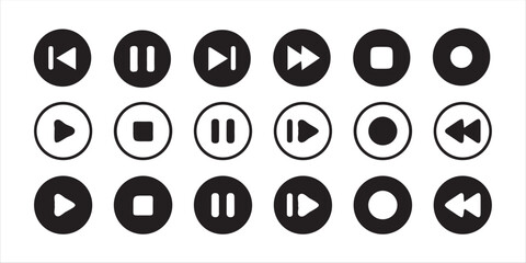 Media player icon set. Play, pause, stop, record, forward, rewind, previous, next, eject, repeat icon.vector illustration eps 10. © MDABDUR