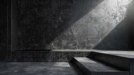 Dark, modern, concrete steps