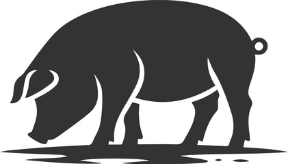 Cute animal pig drawing vector silhouette