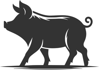 Cute animal pig drawing vector silhouette