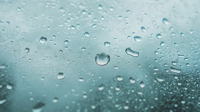 Close-up of Water Droplets on Glass Surface