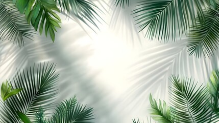 Tropical foliage casting soft shadows on a light background.