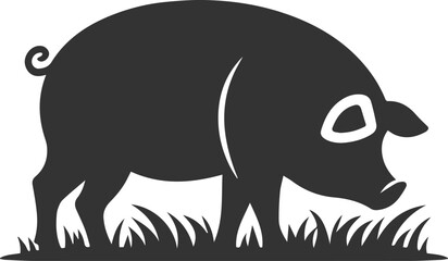 Cute animal pig drawing vector silhouette